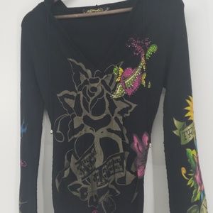 Ed Hardy, Long Sleeve Hoodie, Size Small
